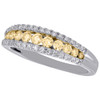 14K White Gold Natural Yellow Diamond Wedding Band Anniversary Ring 0.50 Ct.