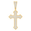925 Yellow Gold Plated Moissanite Religious Charm Pointed Cross Pendant 1.22 CT