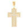 Yellow Gold Plated Moissanite Religious Charm Halo Double Cross Pendant 1.04 CT