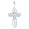925 Sterling Silver Moissanite Religious Charm Pointed Double Cross Pendant 1 CT