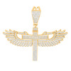 Yellow Gold Plated Moissanite Religious Charm Cross Angel Wings Pendant 1.74 CT