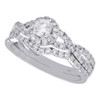 14K White Gold Solitaire Diamond Bridal Set Bypass Engagement Ring + Band 1 Ct.