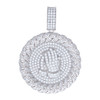 Sterling Silver Moissanite Medallion Cuban Link Praying Hands Pendant 3.18 CT