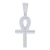 925 Sterling Silver Moissanite Religious Charm Tiered Ankh Cross Pendant 1.15 CT