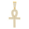 Yellow Gold Plated Moissanite Religious Charm Tiered Ankh Cross Pendant 1.15 CT