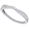 10K White Gold Genuine Diamond Contour Wedding Band Twist Curved Ring 0.14 Ct.