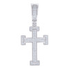 925 Sterling Silver Moissanite Religious Charm Domed Bar Cross Pendant 0.45 CT