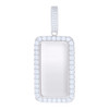 Sterling Silver Moissanite Rectangle Photo Memory Frame Dog Tag Pendant 2.72 CT