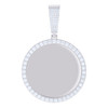 925 Sterling Silver Moissanite Circle Photo Charm Memory Frame Pendant 3.04 CT
