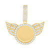 925 Gold Plated Moissanite Photo Flying Angel Wings Memory Frame Pendant 1.20 CT