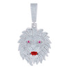 Sterling Silver Pink Moissanite Red Enamel Leo Zodiac Charm Lion Pendant 7.69 CT