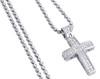 Diamond Pendant Mini Jesus Piece Cross .925 Charm 0.33 Ct with Moon-cut Chain