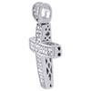 Diamond Pendant Mini Jesus Piece Cross .925 Charm 0.33 Ct with Moon-cut Chain