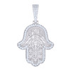 925 Sterling Silver Moissanite Symbol Charm Filigree Hamsa Hand Pendant 1.38 CT