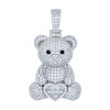 925 Sterling Silver Baguette Moissanite 3D Iced Out Teddy Bear Pendant 3.85 CT