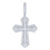 925 Sterling Silver Baguette Moissanite Iced Out Charm Budded Cross Pendant 5 CT