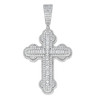 925 Sterling Silver Baguette Moissanite Iced Charm Budded Cross Pendant 3.79 CT