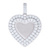925 Sterling Silver Moissanite Double Heart Picture Memory Frame Pendant 7.82 CT