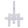 925 Sterling Silver Baguette Moissanite Charm Halo Triple Cross Pendant 3.43 CT