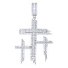 925 Sterling Silver Baguette Moissanite Charm Halo Triple Cross Pendant 2.71 CT