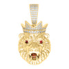 Yellow Gold Plated Red Moissnaite Leo Zodiac Charm Roaring Lion Pendant 0.89 CT