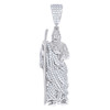925 Sterling Silver Moissanite Iced Saint Charm Walking St. Jude Pendant 4.40 CT