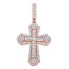 925 Rose Gold Plated Baguette Moissanite Charm Fancy Budded Cross Pendant 5 CT