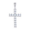 925 Sterling Silver Moissanite Religious Charm Small Latin Cross Pendant 1/3 CT