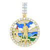925 Yellow Gold Plated Moissanite Enameled Medallion St. Lazarus Pendant 3.83 CT