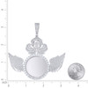 925 Sterling Silver Moissanite Angel Wings Picture Memory Frame Pendant 8.44 CT