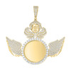 Yellow Gold Plated Moissanite Angel Wings Picture Memory Frame Pendant 8.44 CT