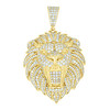 Yellow Gold Plated Moissanite Leo Zodiac Charm Roaring Lion Head Pendant 4 CT