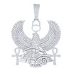 Sterling Silver Moissanite Egyptian Royal Falcon Guardian Horus Pendant 5.86 CT