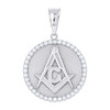 925 Sterling Silver Moissanite Men's Mason Medallion Masonic Symbol Pendant 1 CT