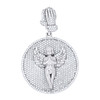 925 Sterling Silver Moissanite Medallion Praying Hands & Angel Pendant 4.30 CT