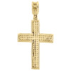 Yellow Diamond Cross Pendant Mens 10K Gold Round Pave Fashion Charm 0.30 Tcw.