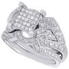 Diamond Bridal Set 3 Piece .925 Sterling Silver Filigree Engagement Ring 0.45 Ct