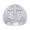 Sterling Silver Moissanite Cross Nugget Crucifix Pinky Ring 1 CT | Size 7 to 11