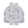 Sterling Silver Moissanite Weaved Dollar Sign Pinky Ring 4.79 CT | Size 10 to 11