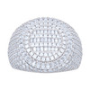 Sterling Silver Baguette Moissanite Iced Out Domed Halo Round Pinky Ring 4.58 CT