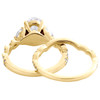 14K Yellow Gold Lab Grown Diamond Oval 3 Stone Braided Rings Bridal Set 3 CT