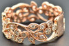 Diamond Wedding Band 14K Rose Gold Round Cut 0.56 Ct Eternity Leaf Ladies Ring