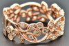 Diamond Wedding Band 14K Rose Gold Round Cut 0.56 Ct Eternity Leaf Ladies Ring