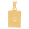 Real 10K Yellow Gold D/C & Textured Gambling Charm Poker Ace of Diamonds Pendant