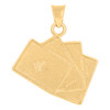 Real 10K Yellow Gold D/C Gambling Charm Poker Aces Card Four of a Kind Pendant