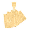 Genuine 10K Yellow Gold D/C Gambling Charm Poker Cards Spade Royal Flush Pendant