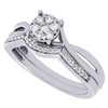 Diamond Wedding Bridal Set 10K White Gold Round Infinity Engagement Ring 0.34 Ct