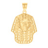 Genuine 10K Yellow Gold Diamond Cut Men's Egyptian Charm Pharaoh Head Pendant