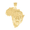 Genuine 10K Yellow Gold Country Charm Diamond Cut Lion Head Africa Map Pendant