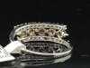 Brown Diamond Five Stone Wedding Band White Gold Round Cut Ring 0.62 Ct.